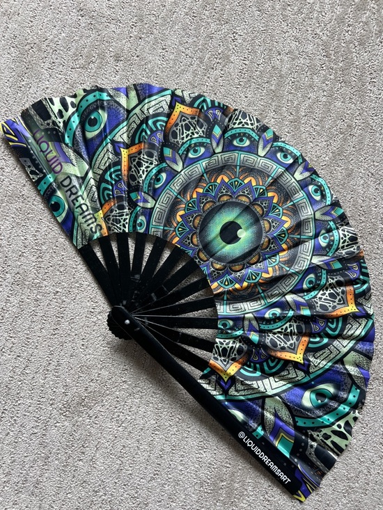 iHeartRaves Accessories - Liquid Dreams Wildcat Mandala Rave Fan